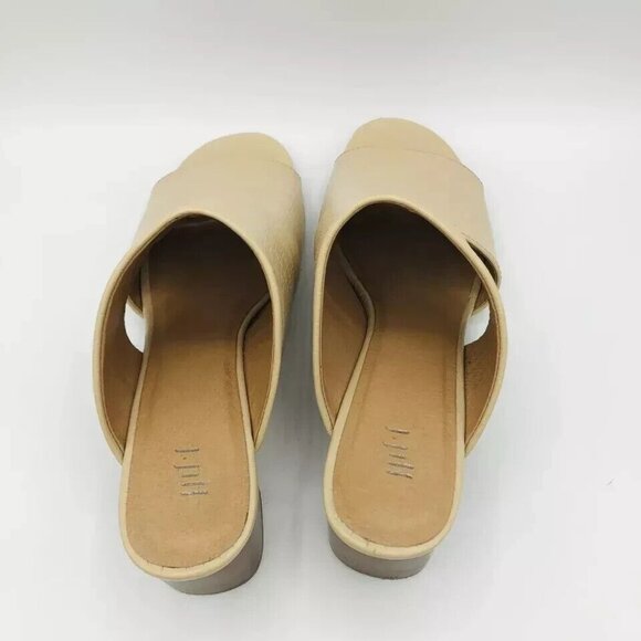 J. Jill Womens Shoes Size 9 Beige Leather Mules Heels Sandals Open Toe Crocodile - Picture 8 of 11